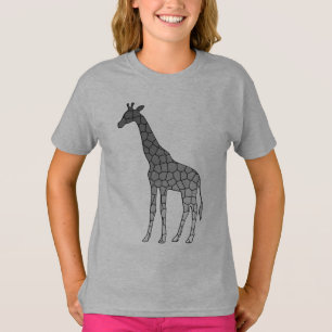 Modern Geometric Giraffe, Silver Grey / Grey T-Shirt