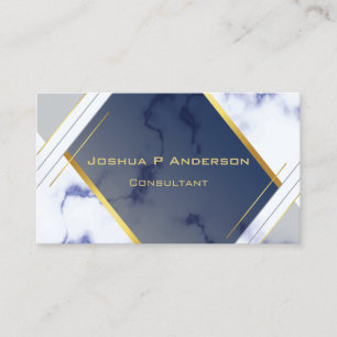 Modern Geometric Gold Blue Marble Business Card