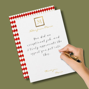 Modern Geometric Gold Foil Double Framed Monogram Card