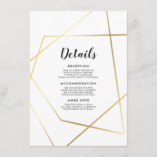 Modern geometric gold frame guest information card