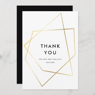 Modern geometric gold frame Thank you card