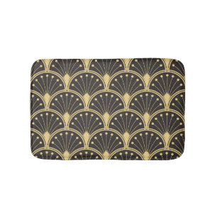 Modern Geometric Gold Lined Tiles Bath Mat