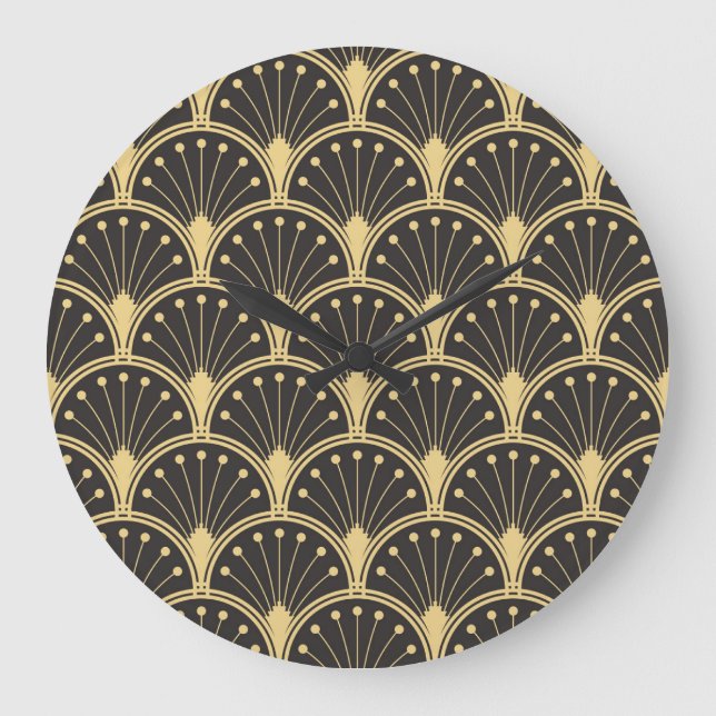 Modern Geometric Gold Lined Tiles Large Clock (Front)