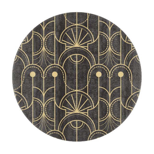 Modern Geometric: Gold Lines Vintage Cutting Board (Front)