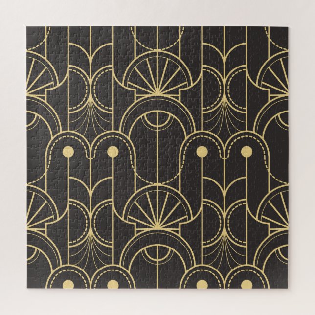 Modern Geometric: Gold Lines Vintage Jigsaw Puzzle (Vertical)