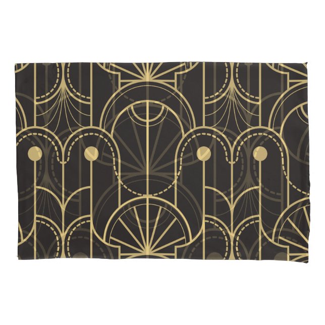 Modern Geometric: Gold Lines Vintage Pillowcase (Front)