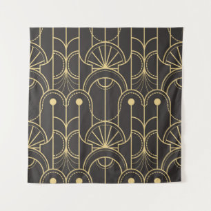Modern Geometric: Gold Lines Vintage Tapestry