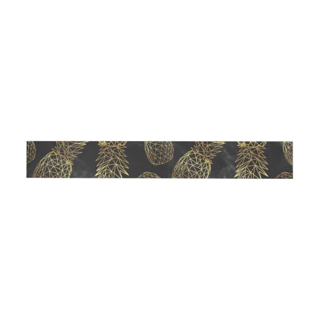 Modern geometric gold pineapples design wrap around label (Individual)