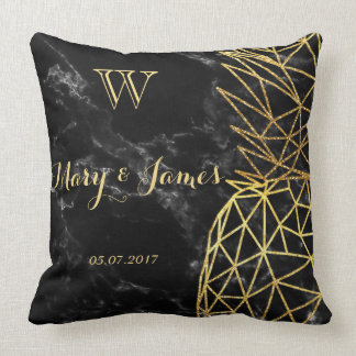 Modern geometric gold pineapples wedding design cushion