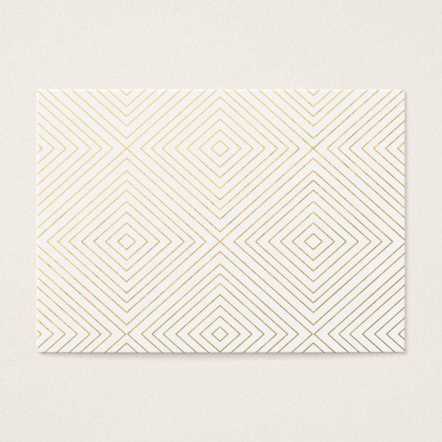 Modern Geometric Gold Squares Pattern on White Col (Front)