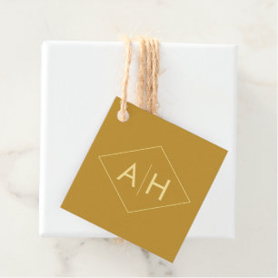Modern Geometric Gold Wedding Favour Tag, Initials Tags