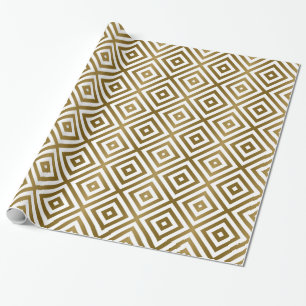 Modern Geometric Gold & White Seamless Pattern Wrapping Paper