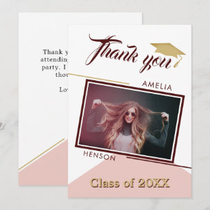 Modern Geometric Graduate Photo Graduation Thank You Card