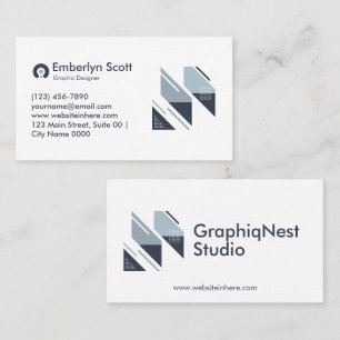 Modern Geometric Gray White Minimalist Aesthetic Business Card