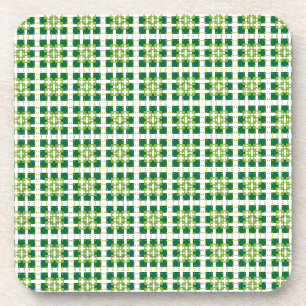 Modern geometric green Forest squares pattern Coaster