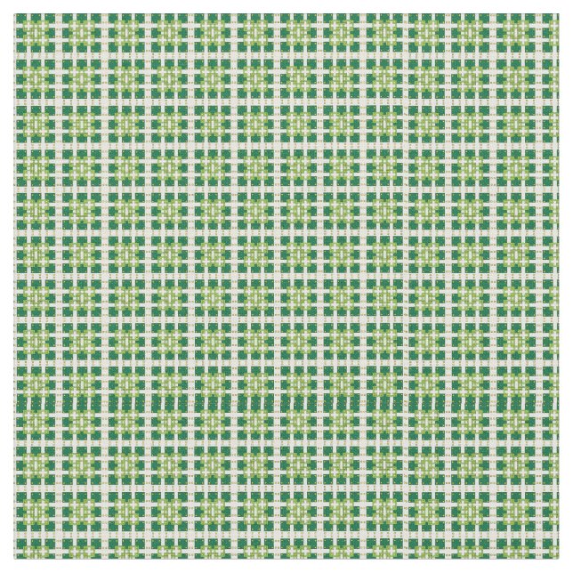 Modern geometric green Forest squares pattern Fabric (Close Up)