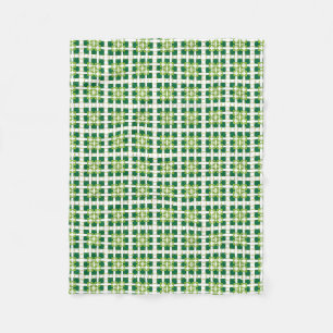 Modern geometric green Forest squares pattern Fleece Blanket