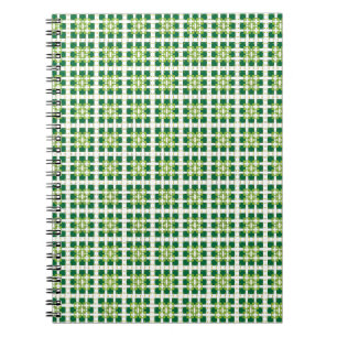 Modern geometric green Forest squares pattern Spiral Notebook