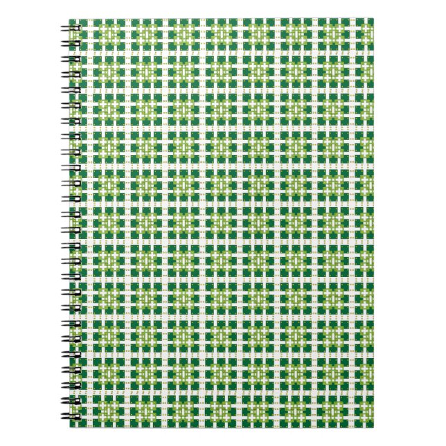 Modern geometric green Forest squares pattern Spiral Notebook (Front)