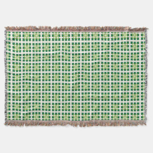 Modern geometric green Forest squares pattern Throw Blanket