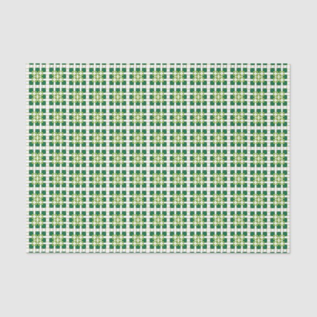 Modern geometric green Forest squares pattern Tissue Paper (Front)