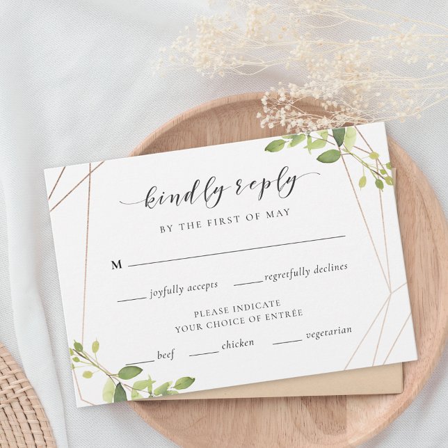 Modern Geometric Greenery Wedding RSVP Meal Choice (Creator Uploaded)