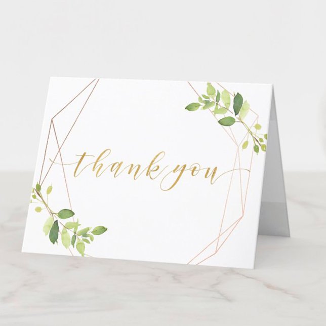 Modern Geometric Greenery Wedding Thank You Card (Creator Uploaded)