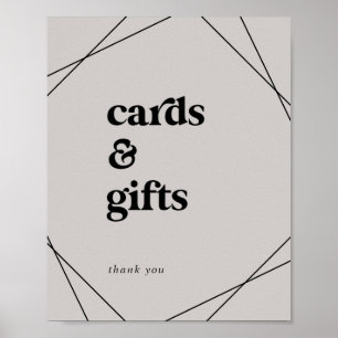 Modern Geometric Grey Cards and Gifts Sign