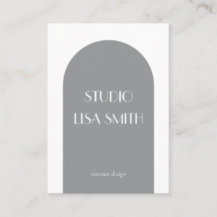 Modern Geometric Grey Interior Design Business Card
