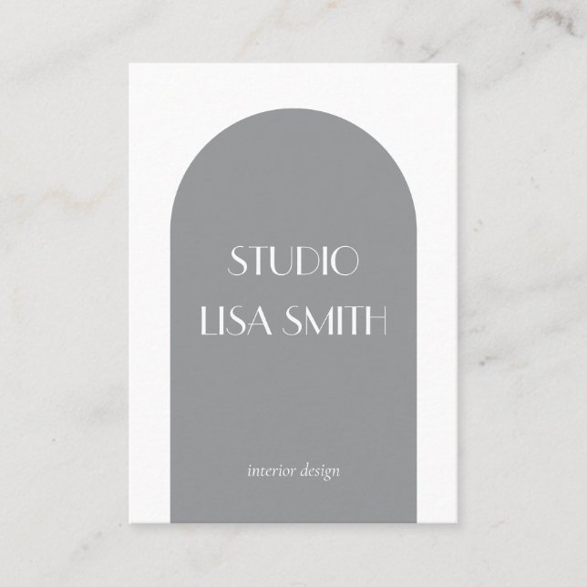 Modern Geometric Grey Interior Design  Business Card (Front)
