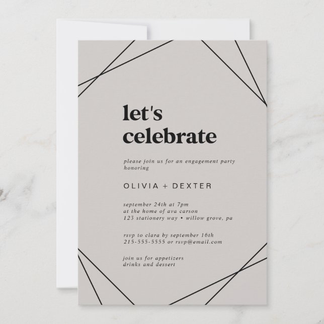 Modern Geometric | Grey Let's Celebrate Invitation (Front)