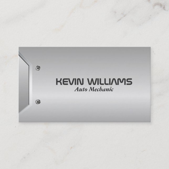 Modern Geometric Grey Metallic Texture Design Business Card (Front)