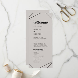 Modern Geometric   Grey Wedding Program Programme
