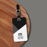 Modern Geometric Grey White Black Luggage Tag<br><div class="desc">Modern customisable luggage tag design with bold monogram and geometric background.</div>