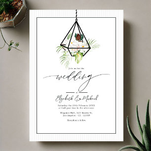 Modern Geometric Hanging Terrarium Wedding QR Code Invitation