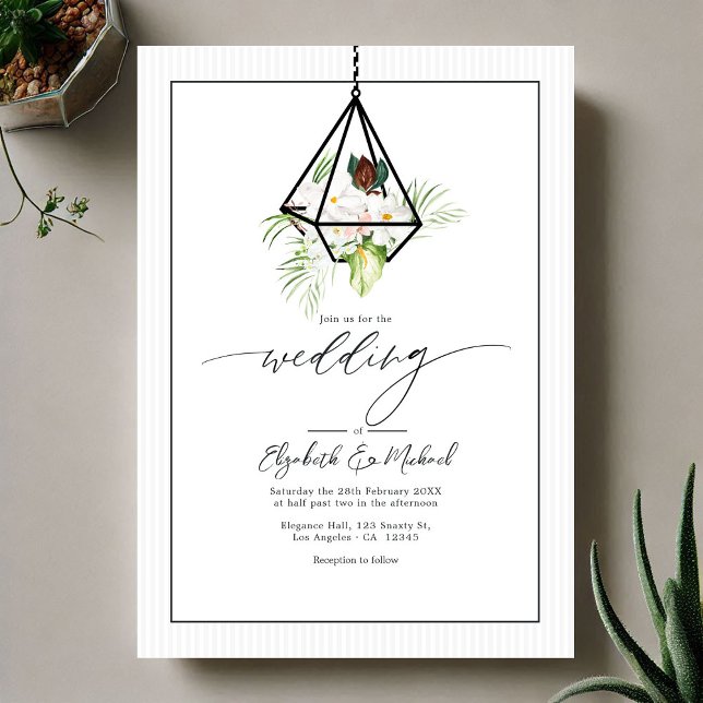 Modern Geometric Hanging Terrarium Wedding QR Code Invitation (Modern Geometric Hanging Terrarium Wedding QR Code Invitation)