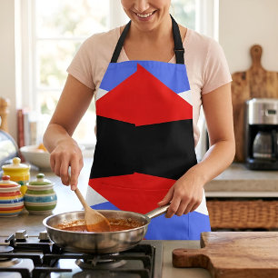 Modern Geometric Harlequin Pattern Red Blue Black Apron