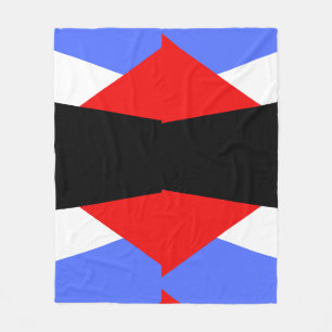 Modern Geometric Harlequin Pattern Red Blue Black Fleece Blanket