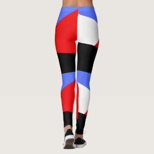 Modern Geometric Harlequin Pattern Red Blue Black Leggings