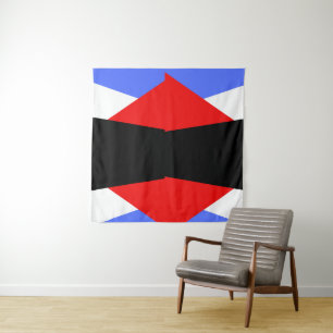 Modern Geometric Harlequin Pattern Red Blue Black Tapestry