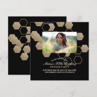 modern geometric hexagon black and gold party