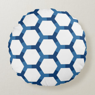 Modern Geometric Hexagon Pattern Round Cushion