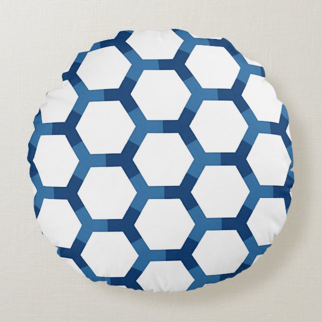 Modern Geometric Hexagon Pattern Round Cushion (Front)