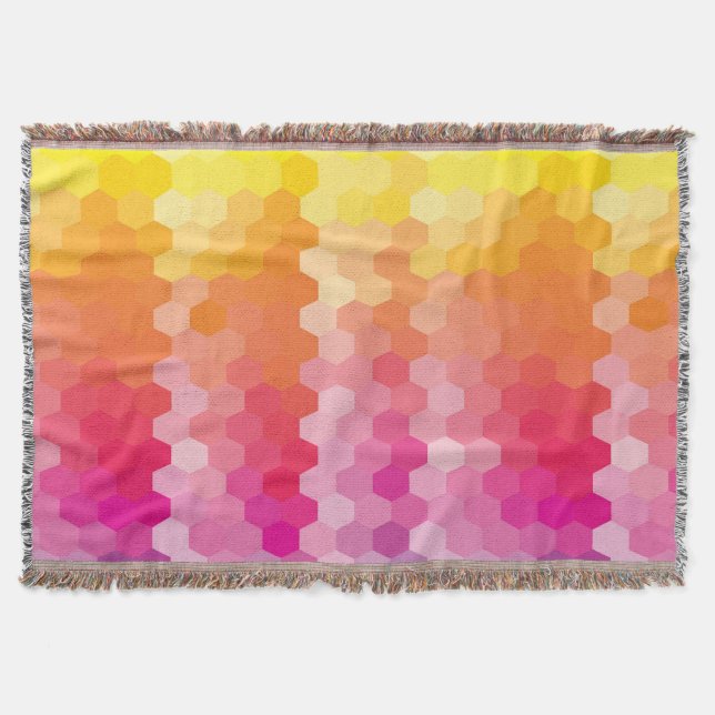 Modern Geometric Hexagon Throw Blanket – Pink (Front)