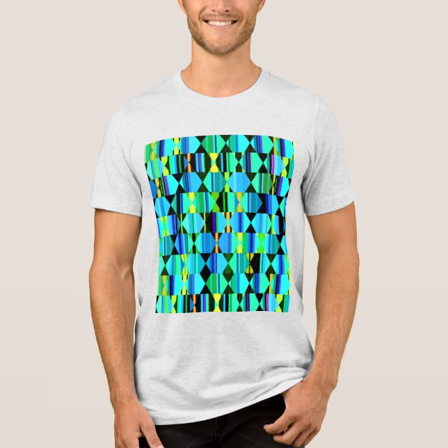 Modern Geometric Hexagons and Triangles Tri-Blend Shirt (Front)
