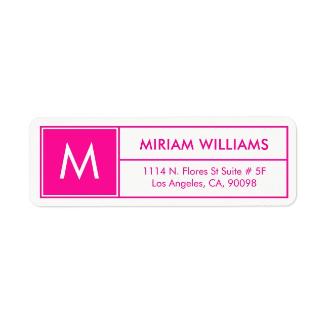 Modern Geometric Hot Pink Frame Custom Monogram (Front)