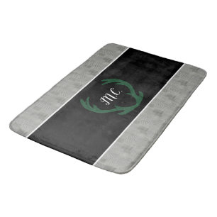 Modern Geometric Houndstooth Pattern Personalised Bath Mat