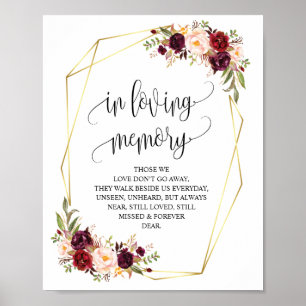 Modern geometric In loving memory memorial signs