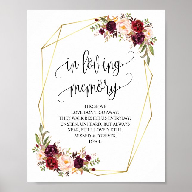 Modern geometric In loving memory memorial signs (Front)