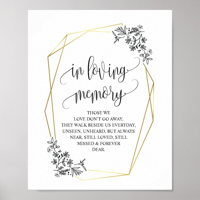 Modern geometric In loving memory memorial signs (Front)